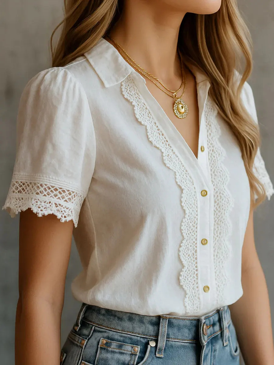 Embroidery Class - Camisas Elegantes Femininas Casuais em Cores