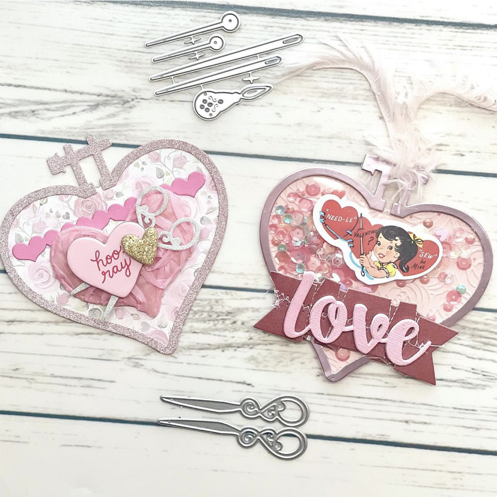 Embroidery Paper - KSCRAFT-Coração Bordado Hoop Metal Cutting Dies,