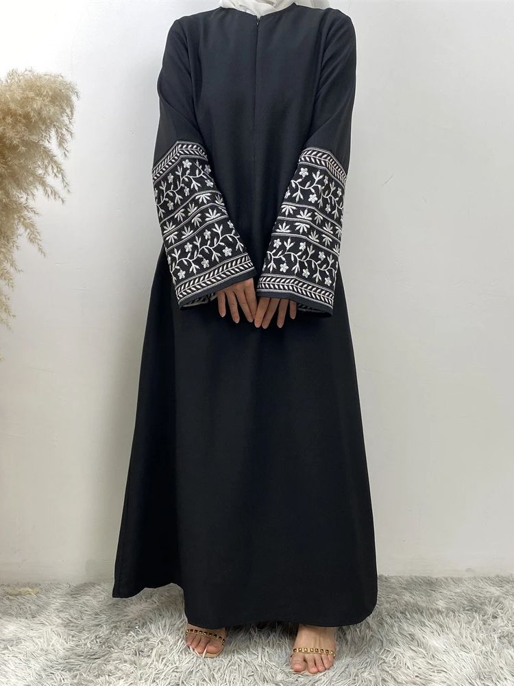Embroidery Kebaya - Vestidos muçulmanos monocromáticos para mulheres, Eid