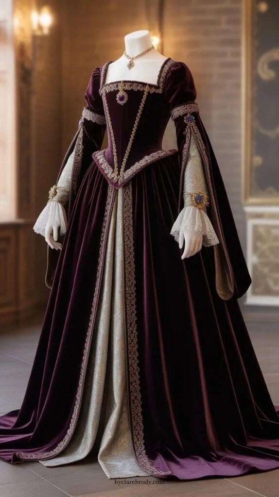 Embroidery Garments - Vintage duquesa roxo vestido de baile