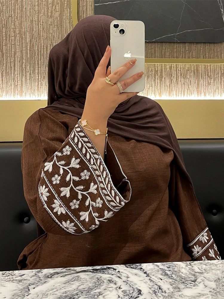 Embroidery Kebaya - Abaya bordada flor de linho para