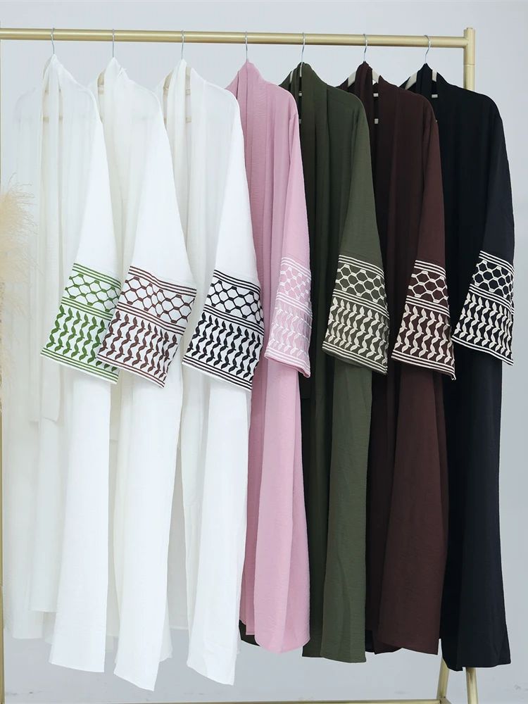 Embroidery Kebaya - Linho Borboleta Bordado Aberto Abaya para