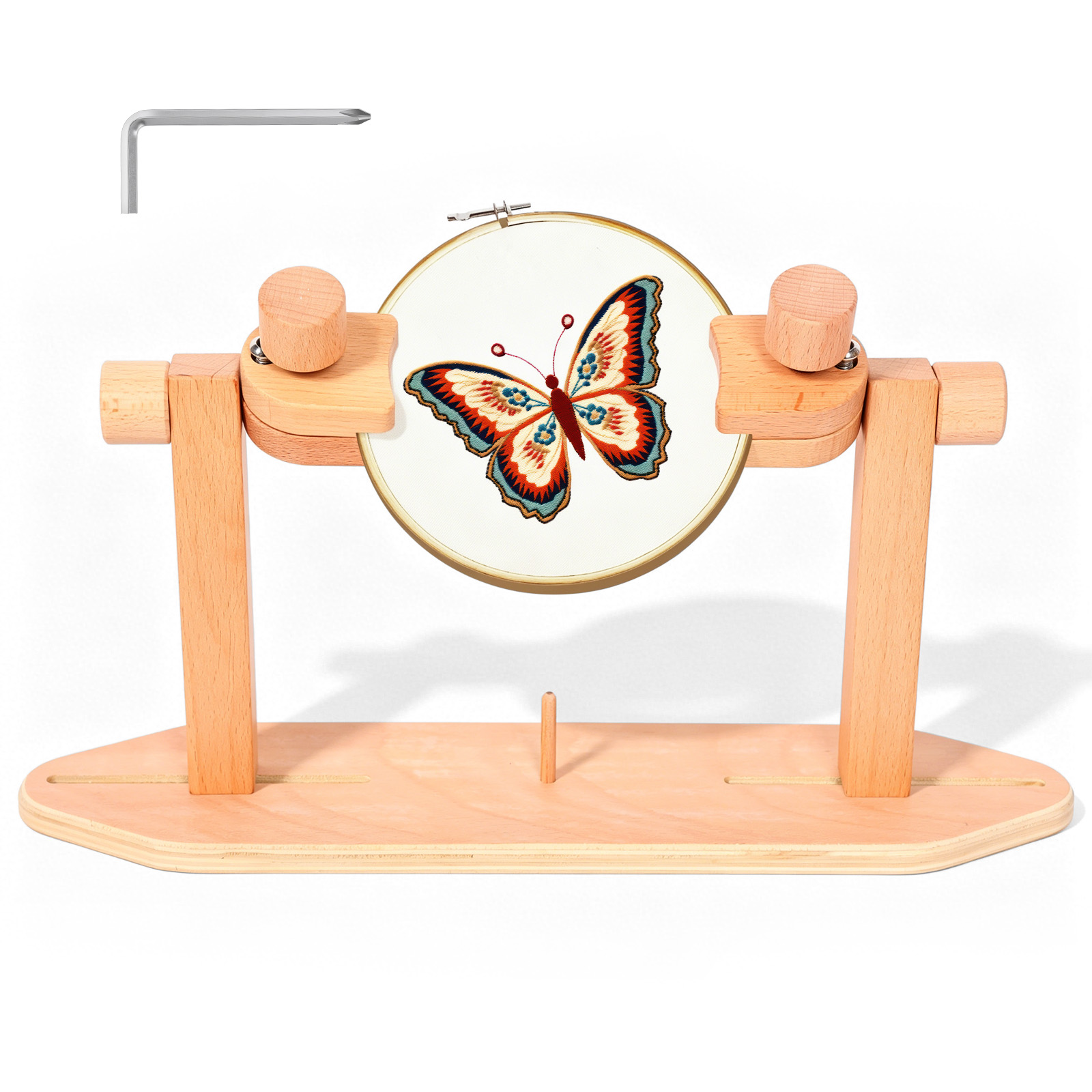 Embroidery Hoop Stand - Suporte de Madeira Ajustável para Bastidor