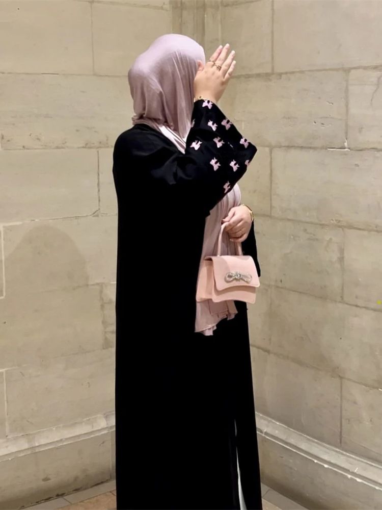 Ramadan coração preto abaya da - Embroidery Kebaya avaliação e preço