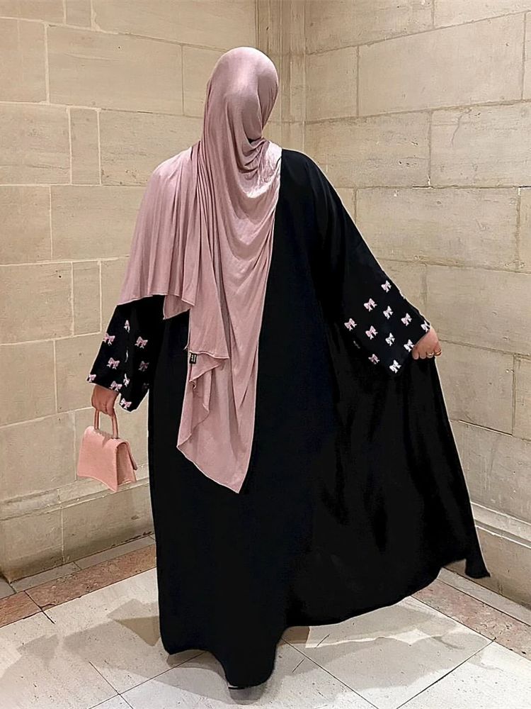 Ramadan coração preto abaya da - Embroidery Kebaya avaliação e preço