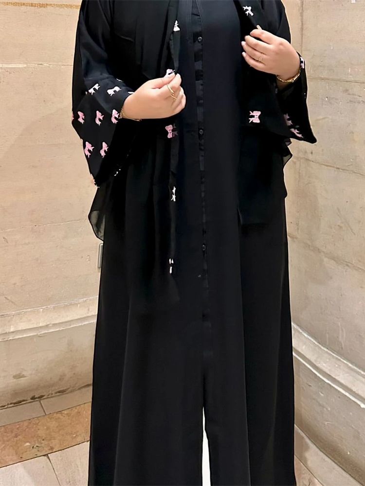 Ramadan coração preto abaya da - Embroidery Kebaya avaliação e preço