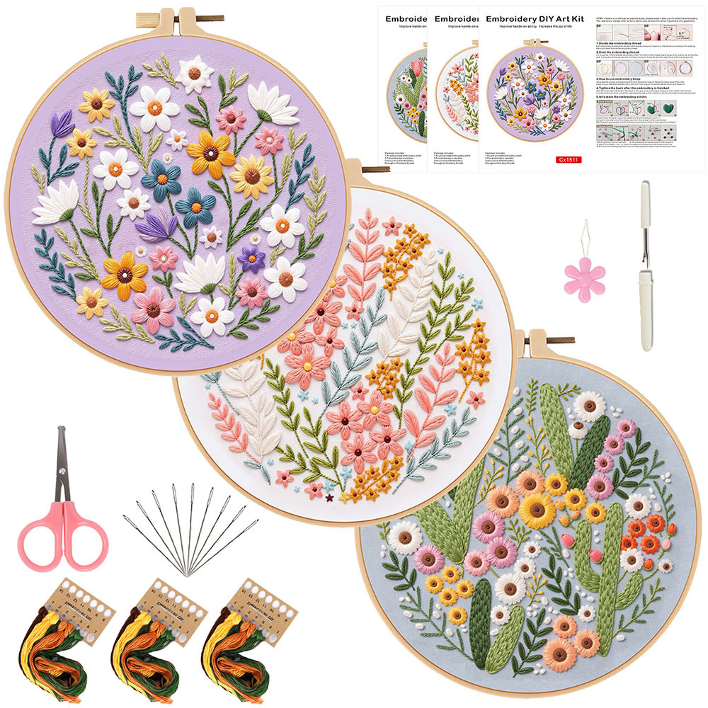 Kit de Bordado DIY de Flores p - Embroidery Guide Paper avaliação e preço