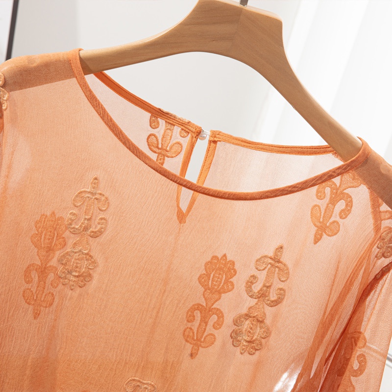 100% seda amoreira blusa femin - Embroidery Class avaliação e preço