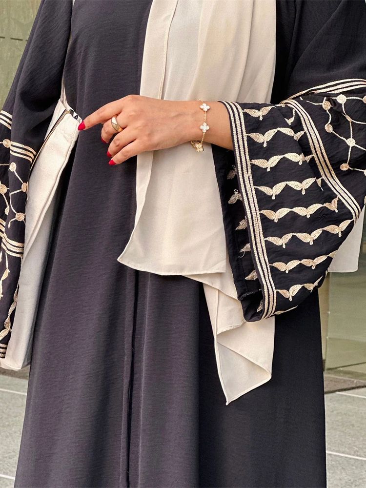 Abaya aberto bordado borboleta - Embroidery Kebaya avaliação e preço