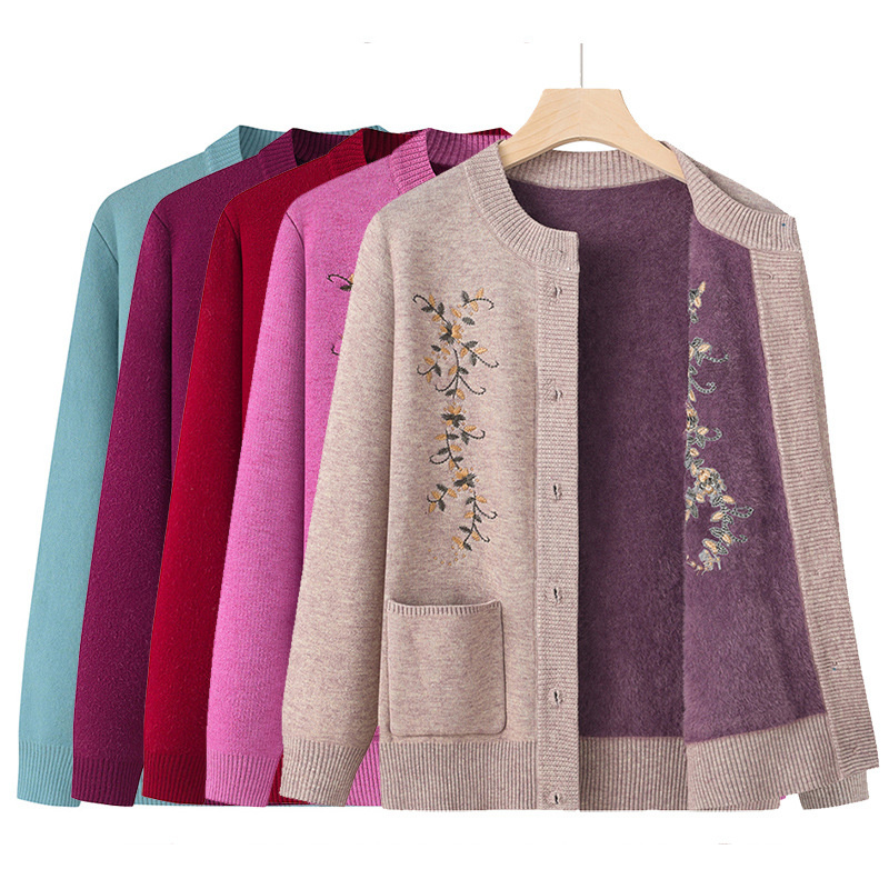 Cardigan de malha feminino de  - Embroidery Thread Yarn avaliação e preço