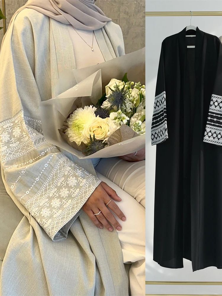 Ramadan eid preto aberto quimo - Embroidery Kebaya avaliação e preço