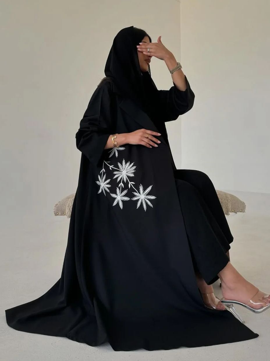 Preto aberto bordado kebaya mu - Embroidery Kebaya avaliação e preço
